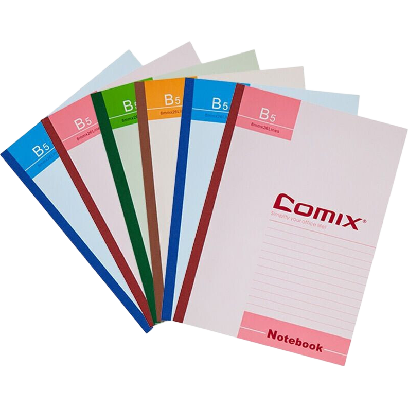 COMIX B5/80 Sheets Wirebound Soft Cover Notebook, Office Supplies Work Journal Homework Book Student Stationery Mixed Colors Pack of 6, C4511