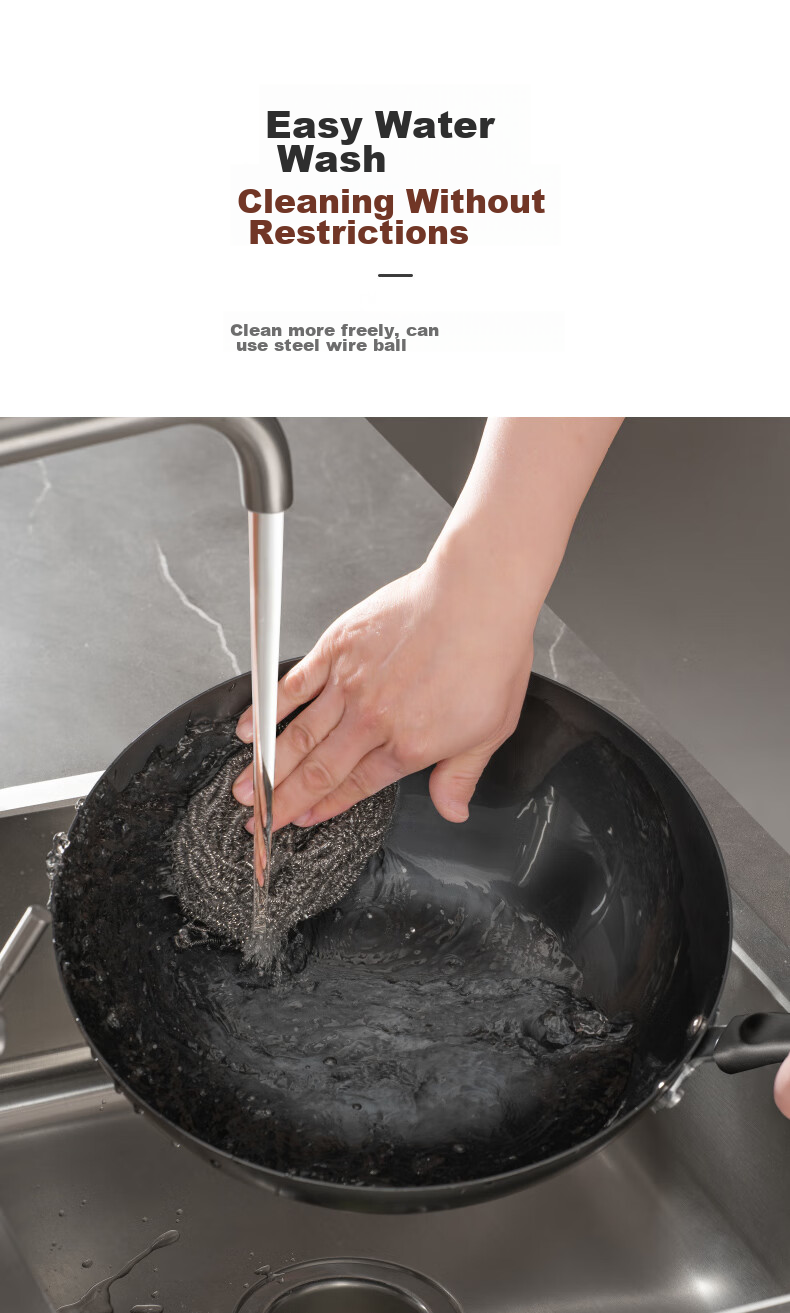 SUPOR Non-Coated Traditional Iron Wok 30CM Stainless Steel Frying Pan Compatible with Gas And Induction Stoves FC30V3 8