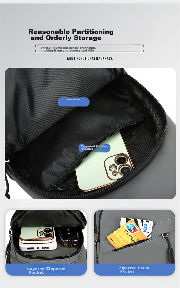 JEVI Trendy Chest Pack for Men, Casual Japanese-Style Shoulder Bag, Men's Small Backpack, Fashionable Crossbody Bag, Birthday Gift for Me 7