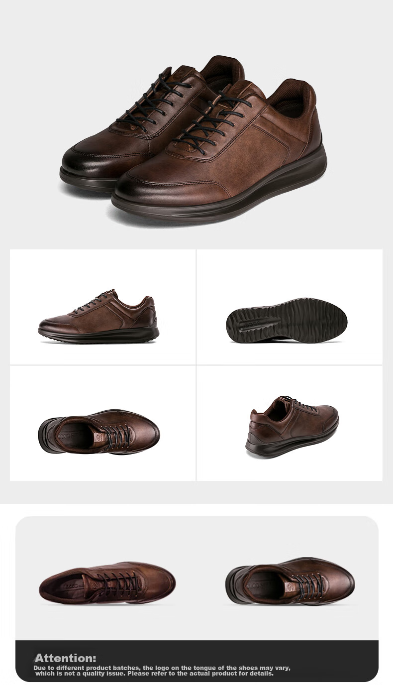 ECCO Formal Shoes, Height-Increasing Cowhide Casual Leather Shoes for Men, Yashi Men's Shoe Series 207124, Black, Size 42 12