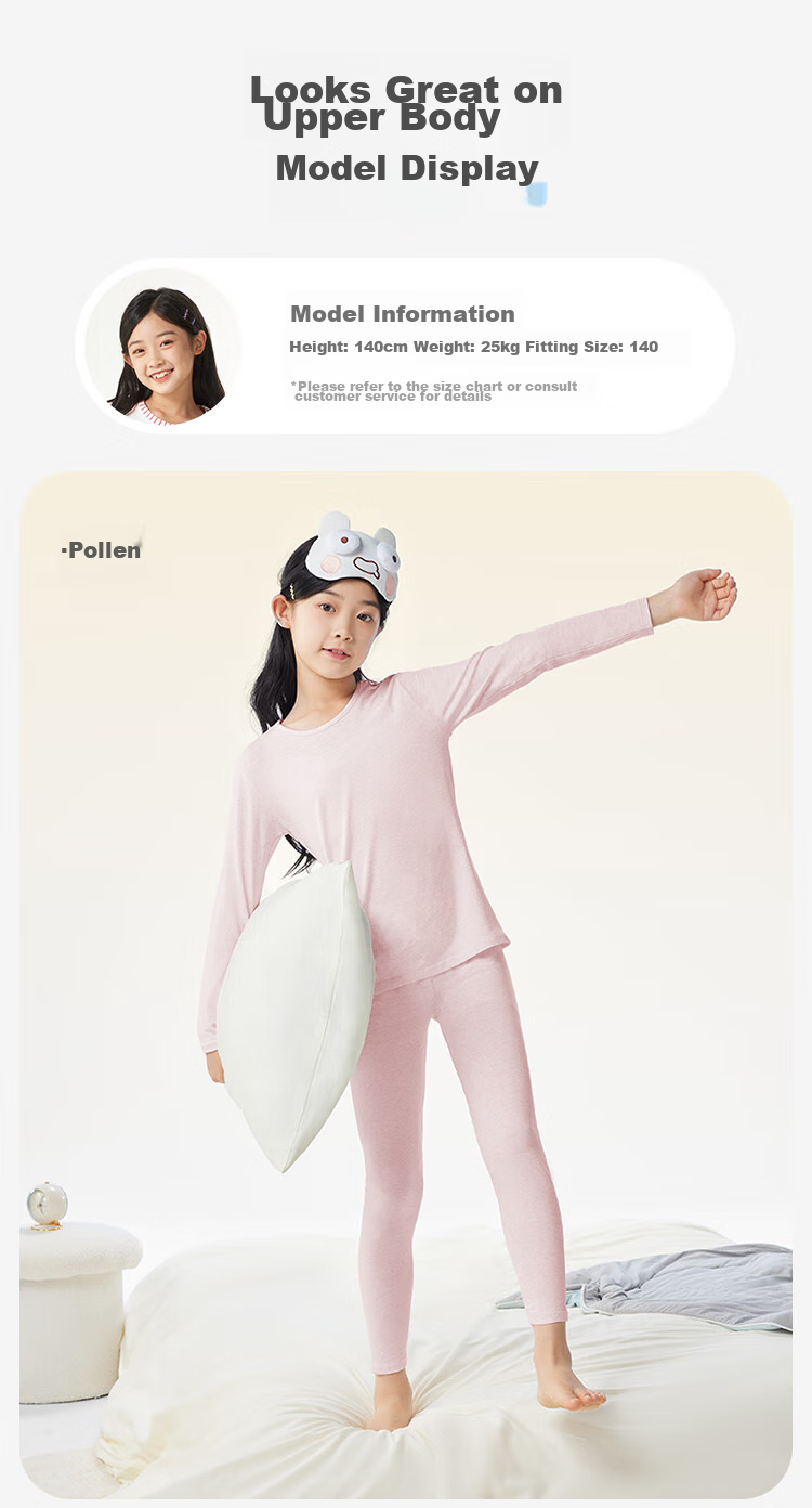 Jiusuiban Children's Thermal Underwear, Girls' Autumn And Winter Thin Base Layer Cotton Sweater Set, Big Kids' Autumn Clothes And Pants, Pajamas And Sleepwear 14