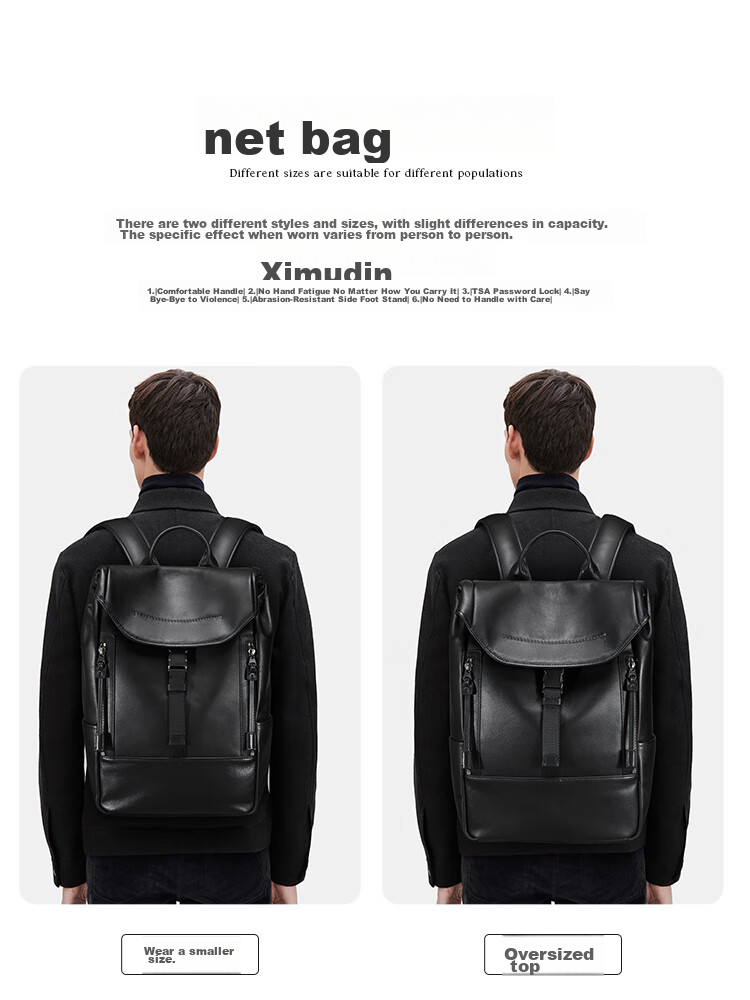 BVP Genuine Leather Backpack for Men, Top-Grain Cowhide Business Bag, British Style Fashion Laptop Bag, Birthday Gift 5