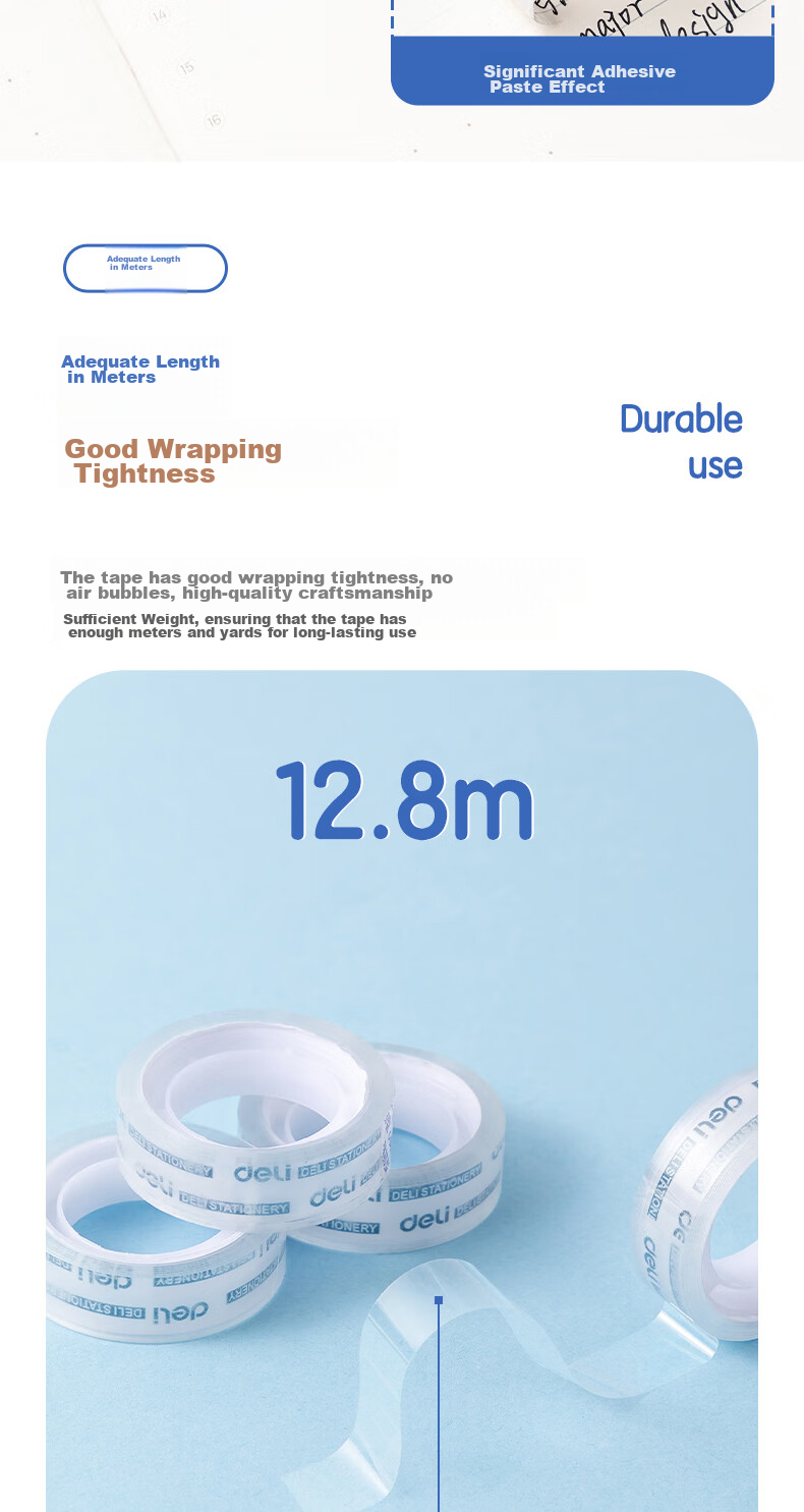 Deli Easy-Tear High Transparency Tape, 12mm*14y High Adhesive Small Tape, Back-To Essential School Supplies, Error Correction Student Stationery, 12 Rolls, Office Supplies, 30011 5