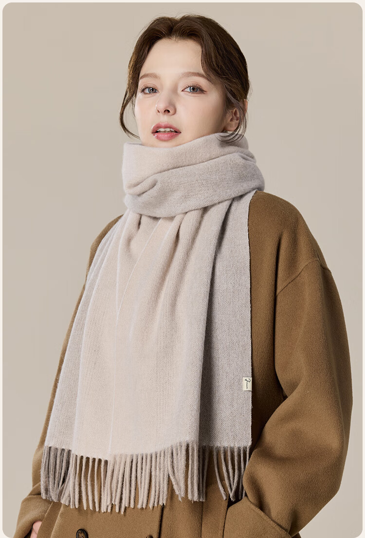 JIUMU Pure Wool Scarf for Women, Autumn And Winter Neck Warmer, Ladies' Warm Shawl, Gift for Girls on National Day Or Birthday, Comes with Gift Bag 22