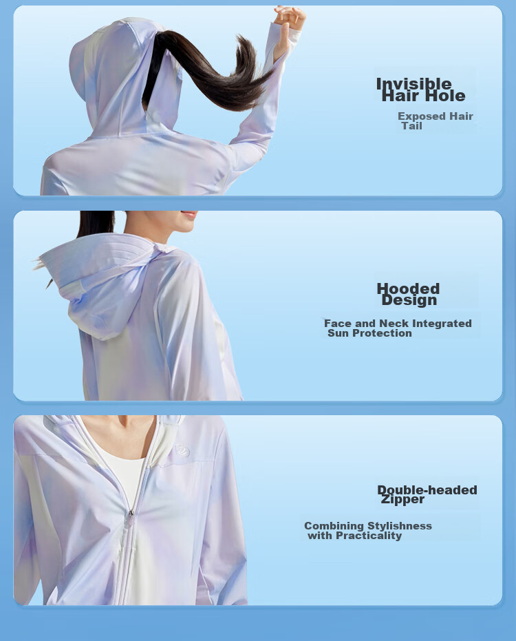 BOSIDENG National Standard Sun Protection Clothing for Women, Extra Long Style, Cool And Breathable, Full Body UV Protection, Slim Fit, Heightening Effect, Travel Jacket 26