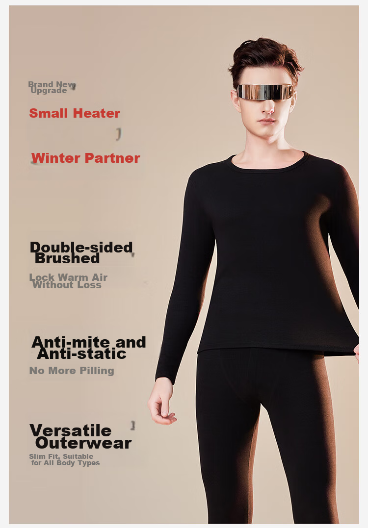 JOAE [Antibacterial And Anti-Mite] Anti-Static Cashmere Silk Men's Thin Thermal Underwear, German Wool Autumn Top And Pants Winter Set 12