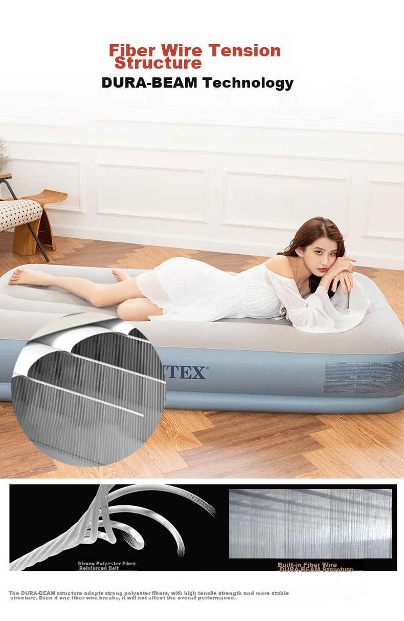 INTEX Electric Pump Single-Person Automatic Inflatable Bed with Pillow, Air Mattress for Home Nap, Car Camping, Tent Pad, Folding Bed 116CT1 9