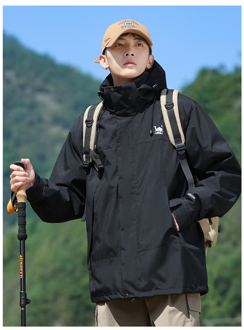 EASTERN CAMEL Couple's Three-In Waterproof Jacket, Men's And Women's Outdoor Sports Coat, Windproof Outerwear, Light Green Single Layer, 3XL 8