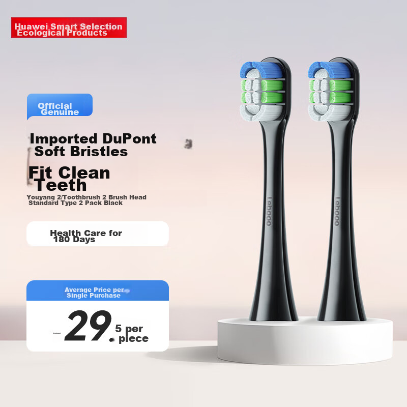 Hongmengzhixuan Liboide Smart Toothbrush Heads, Youyang 2/Toothbrush 2 Standard Type, 2-Pack Black