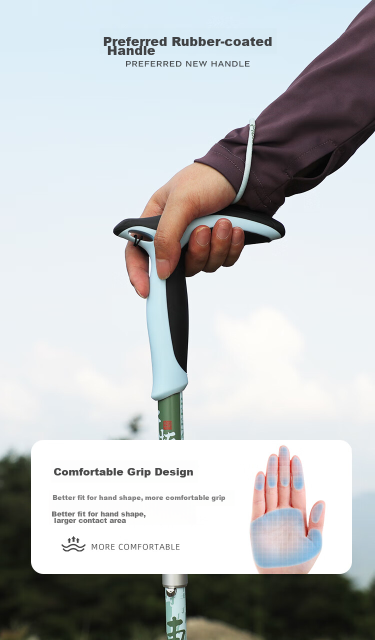 Pioneer Tianlangxing 9 Series Trekking Pole with Bent T-Handle, Carbon-Aluminum Alloy, Elderly Walking Stick, Dongfang Zhibai 5