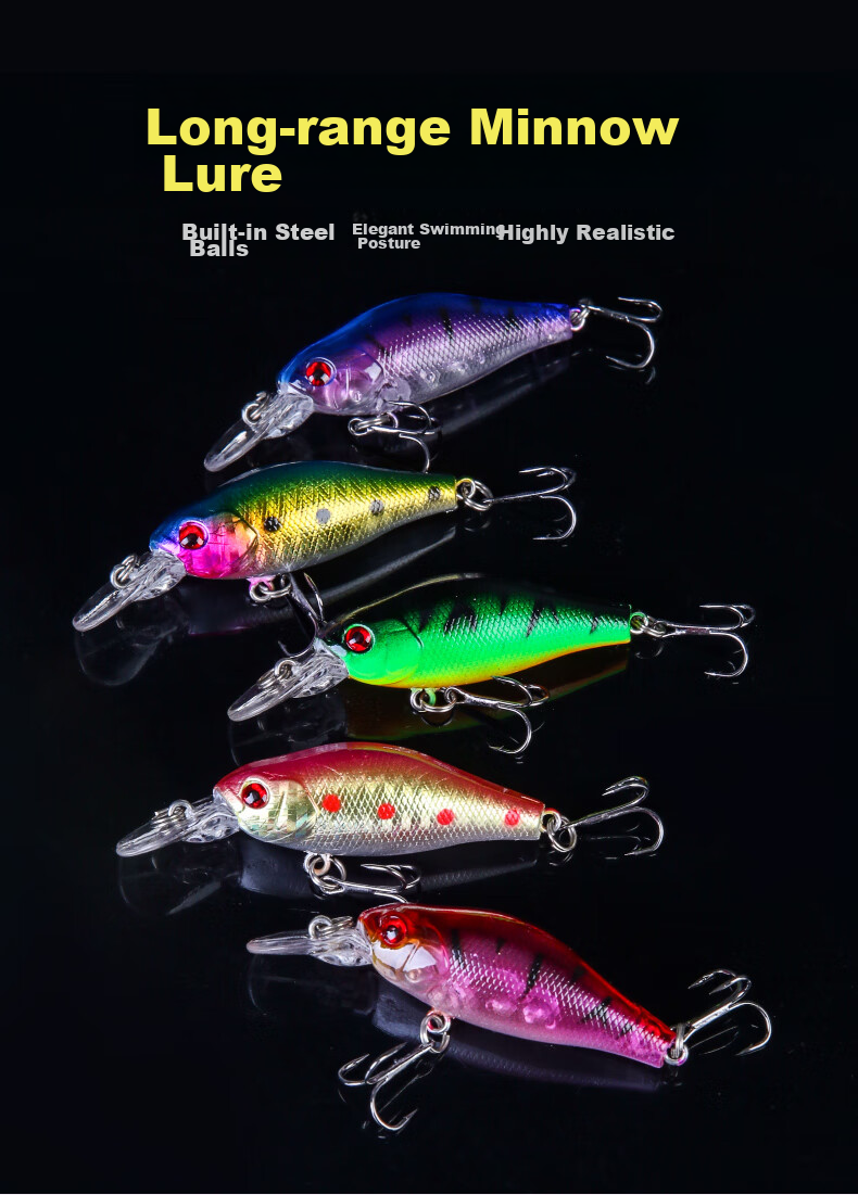 Xionghuo Lure Minnow Artificial Bait, 5 Pieces, 8g Slow Sinking Floating Minnow Set, Freshwater And Saltwater Realistic Fish-Like Bait 1