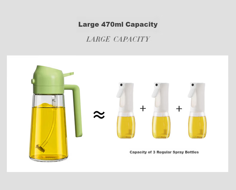 Suncha Oil Dispenser, Oil Pouring And Spraying All-In Glass Oil Bottle for Cooking Oil, Kitchen Use, Non-Drip, Olive Gree 8