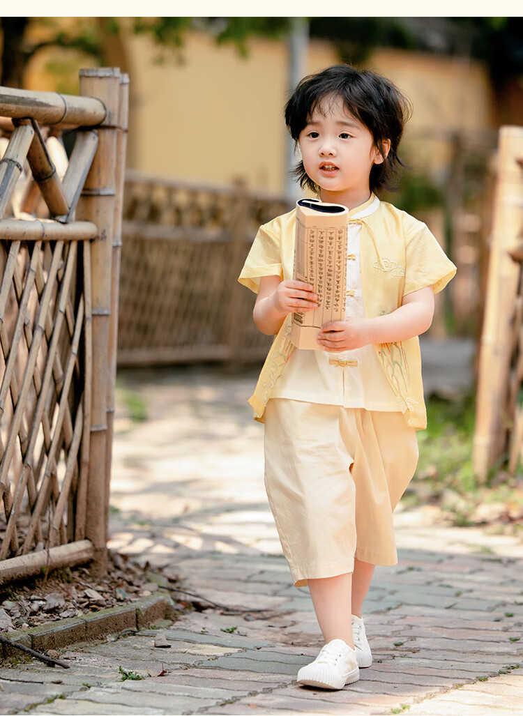 Menghu Xishan Hanfu Boys' 2026 New Tang Suit, Chinese Style New Children's Outfit, Green Top, Size 90 4