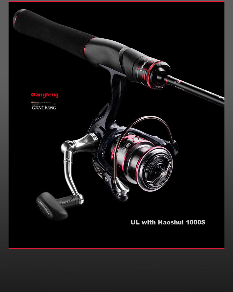 GW Gangfeng Lure Rod Straight Handle, 2.4 Meters, M Action, Spinning Reel, Fuji O-Ring, for Bass, Mandarin Fish, Topmouth Culter, Lure Rod Set 18