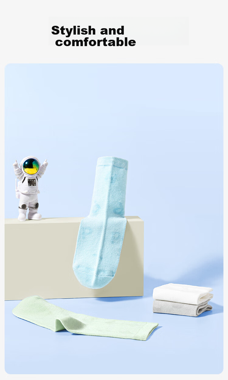 JD Original 5 Pairs of Pure Cotton Mid-Calf Socks for Children in Autumn And Winter, Xinjiang Cotton 10A Antibacterial Floor Socks, Student Cotton Socks, 22-24cm 13