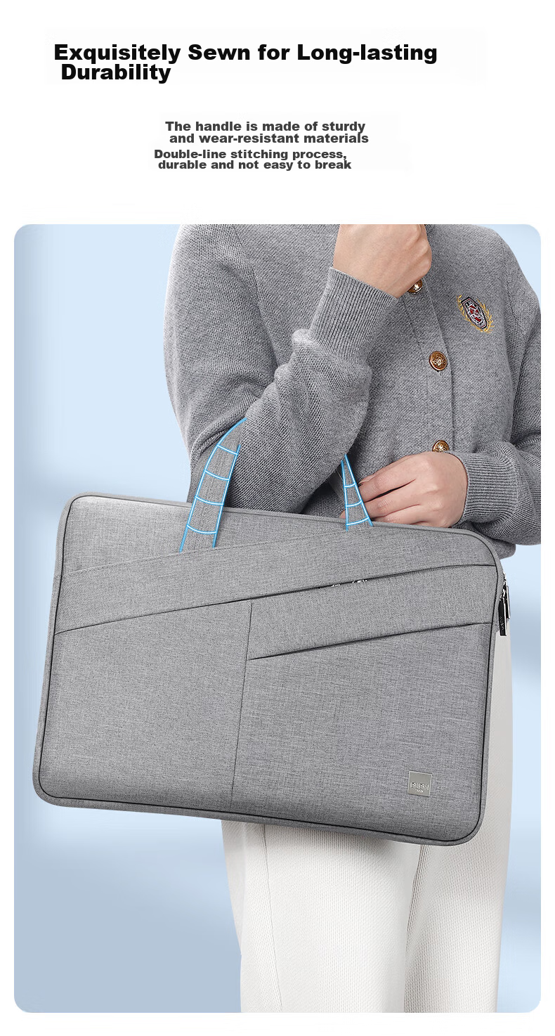 Biyoumei Laptop Bag, Handheld Slim Style, 14-Inch Notebook Briefcase, Suitable for Apple, Huawei, Xiaomi, Lenovo 6