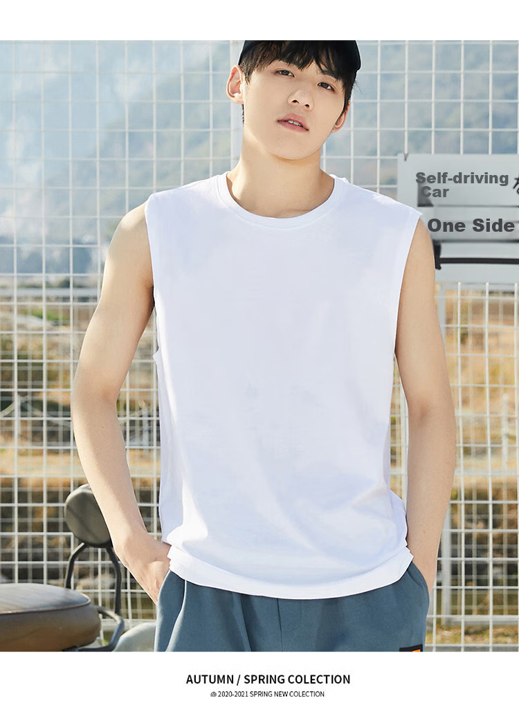 I'M DAVID Men's Sports Tank Top, Summer Round Neck Sleeveless Ice Silk Hong Kong Style Casual Solid Color Top T-Shirt for Men, White, M 9