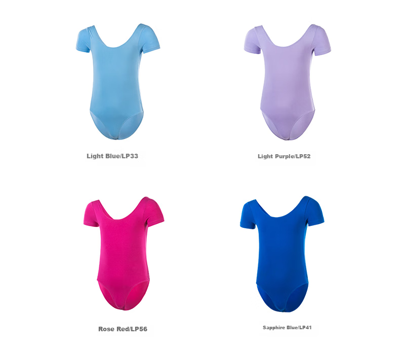 Sansha Children's Dance Leotard Short-Sleeve Ballet Bodysuit for Girls, Light Purple with Open Crotch, Size S 16