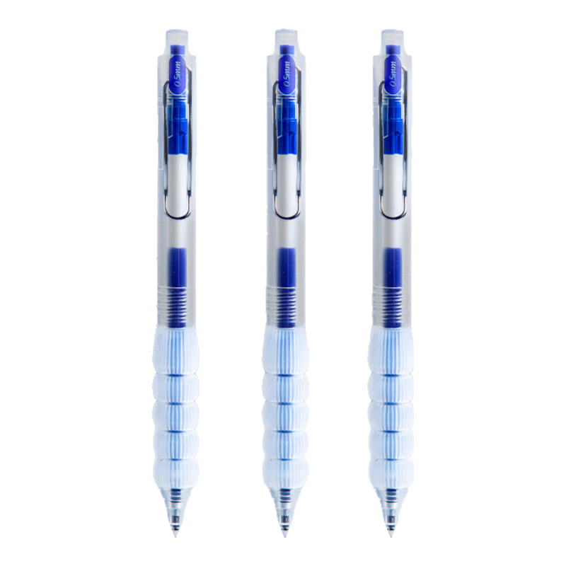 Dongmi Gel Pen, Lightweight CS Push-Button Design, Stylish Stress Relief Pen Grip, Essential for Primary And Secondary School Students, Back-To Supplies, Exam Preparation, Research, And Signature Pen, Dongmi Transparent Blue, 3-Pack DM996