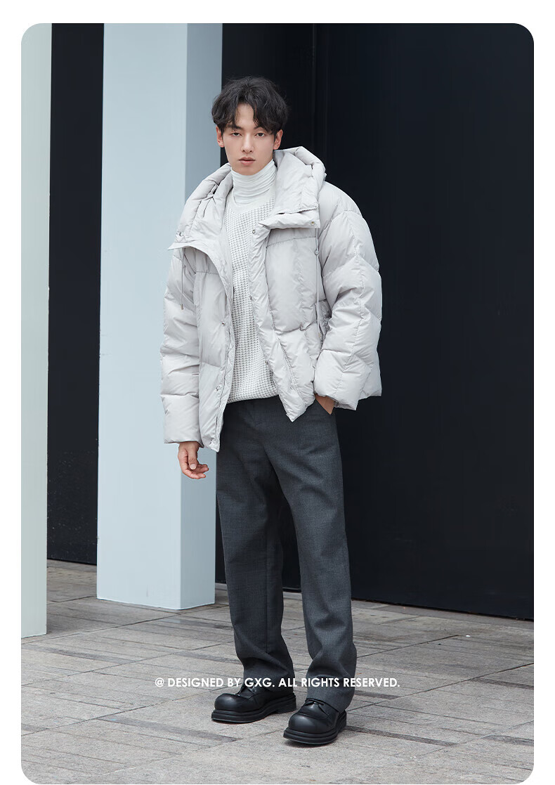 GXG Men's Fashionable Lightweight Hooded down Jacket, Winter 2024 New Product, Black, Size 180/XL 12