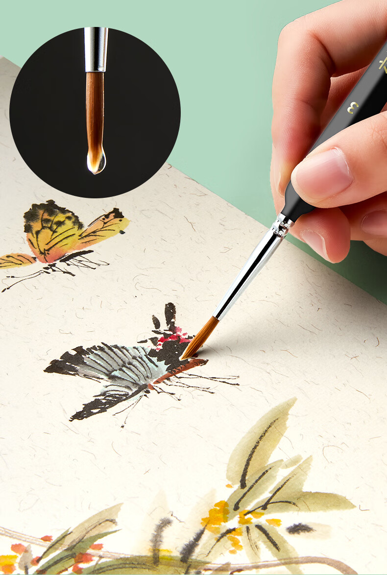 [Lowest Price Online, Real Bargain Live Stream] Liupintang Wolf Hair Ultra-Fine Line Drawing Pen Set with Soft Tip for Painting Acrylic Oil Chinese Watercolor Gouache Calligraphy Brush Fine Line Art Supplies for Students' Detailed Work And Outline Drawing, Black, 10 Pieces 6