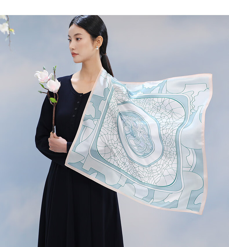 Hangsilu Silk Scarf Sleep Mask Set, Mulberry Silk Shawl, Gift for Mom Or Wife, Mid-Autumn Festival High-End Practical Birthday Present 18