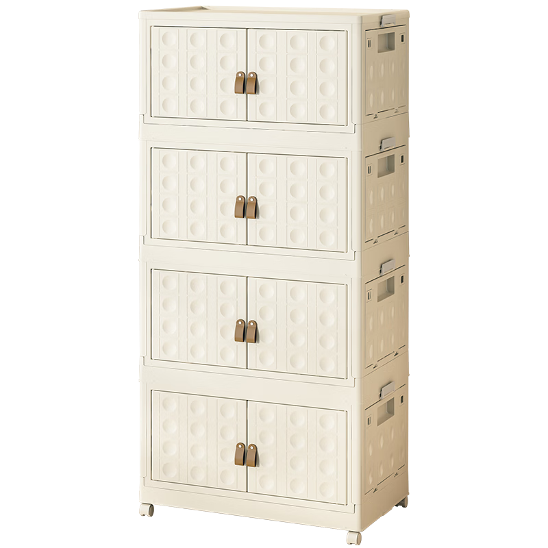 Xitianlong No-Installation Foldable Storage Cabinet Magnetic Storage Cabinet Bedside Storage Box with Universal Wheels Four Layers 61cm Width
