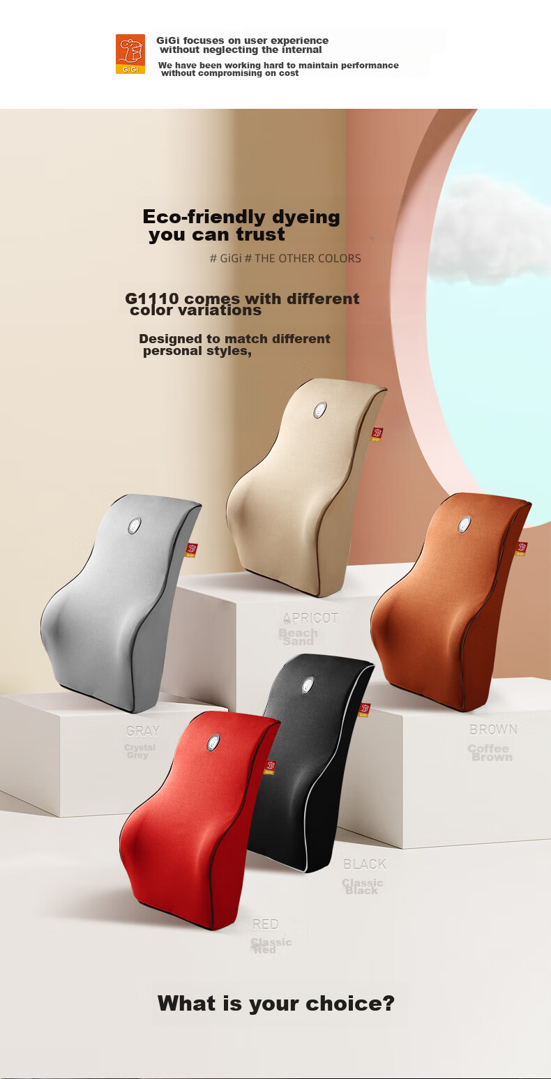 GiGi Car Lumbar Support Memory Foam Cushion Backrest Pillow for Car, Office, And Home Use 11