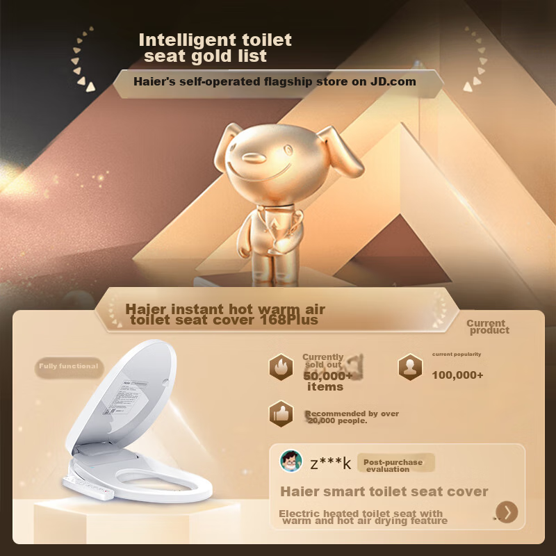 Haier Intelligent Toilet Seat, Instant Heating Warm Air Series, Electric Heated Toilet Ring, Fully Automatic Toilet Cover, V-168Plus2.0