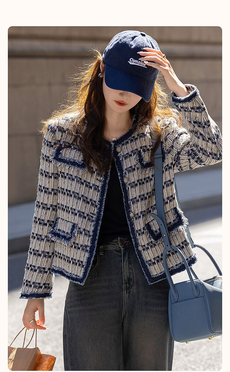 Dme [Qianjin Madeline] Spring And Autumn Elegant Vintage Chanel-Style Coarse Woven Strap Comfortable Slimming Women's Jacket 2