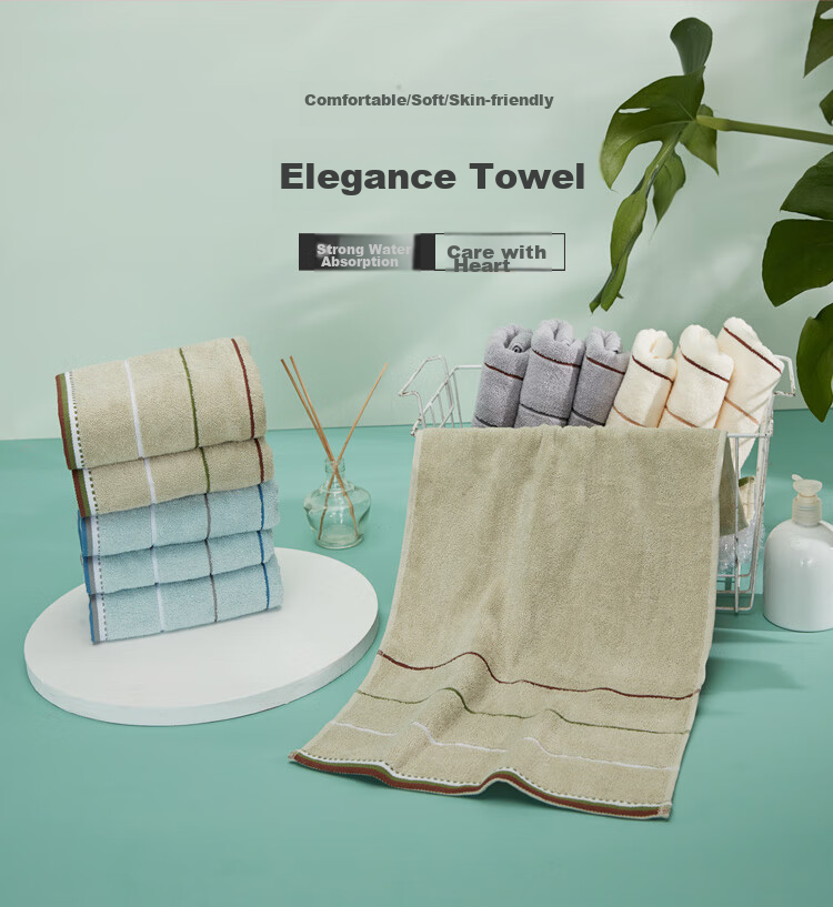 Grace Towel Home Textiles Class A Pure Cotton Plain Face Towels Thickened Satin Edge Soft Face Towels Pack of Ten 90g/piece Sports 1