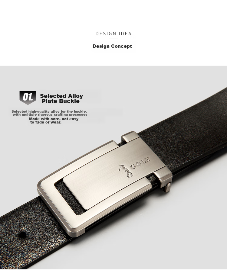 GOLF Top-Grain Leather Men's Belt with Buckle, Business Casual Trouser Belt, Gift Box Set, Gift for Boyfriend Or Father 8