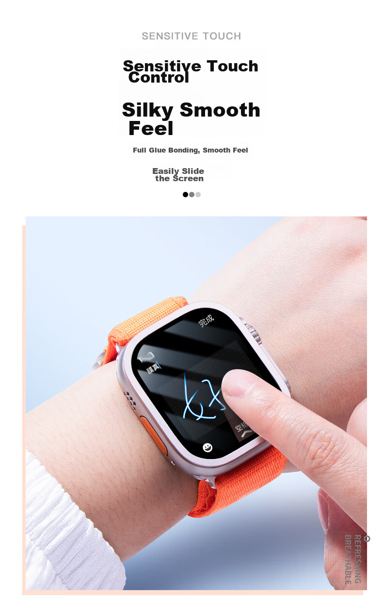 Binghong Compatible with Apple Watch Protective Film Ultra4/3 Tempered Glass Screen Protector for Ultra2/Apple Watch Ultra4/3/2 Frame Film Integrated 49mm 6