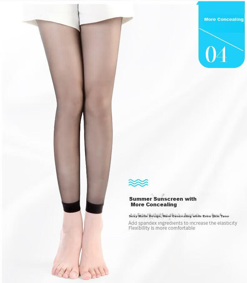 Mianshisan Women's Summer Thin Nine-Point Anti-Snag Invisible Transparent Black Nude Color Seamless Pantyhose without Foot Opening 7