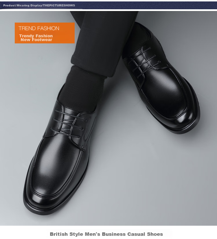Poitulas Men's Lace-Up Lightweight Versatile Formal Business Casual Shoes, Low-Top Wear-Resistant, 9333 Black, Size 44 11