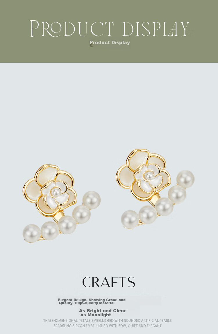 AJIDOU Women's Camellia Series Pearl Floral Stud Earrings, Elegant Versatile Gift for Girlfriend, Wife, Mid-Autumn Festival 11