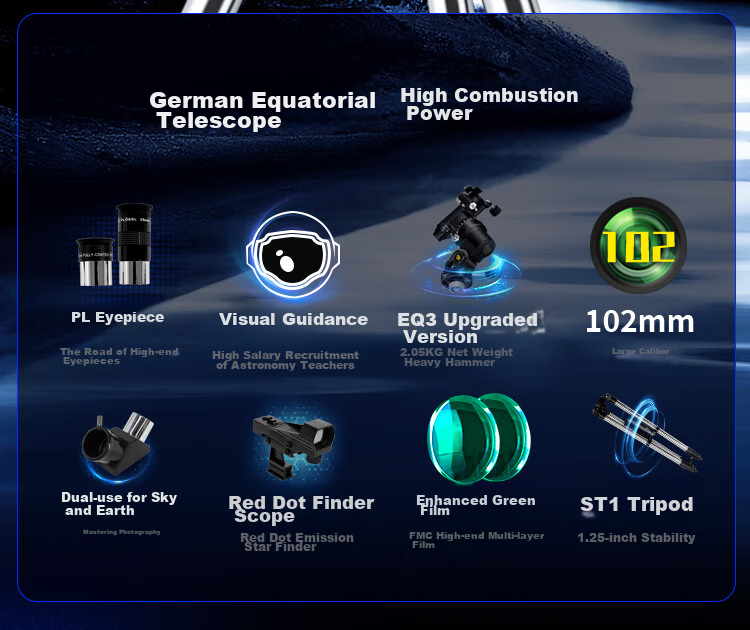 EXPLORE SCIENTIFIC Astronomical Telescope for Deep Space Stargazing, High Definition, High Magnification 10000x, Space Student Telescope 102eq 2