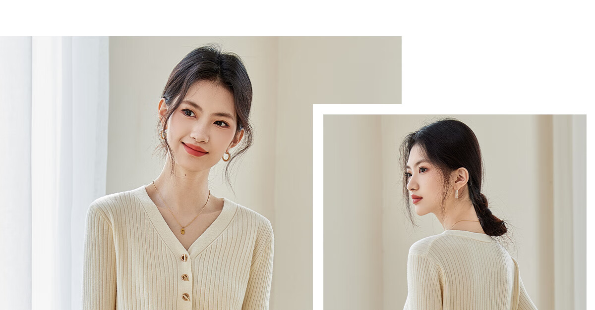 PinCai V-Neck Solid Color Soft Knit Slim Fit Sweater for Women P13QZ3088 25