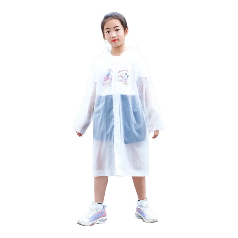 BIAZE Disposable Children's Raincoat, Thickened Full-Body Protection against Heavy Rain, Transparent, Portable Rain Poncho for Adults, Men And Women, Frosted White