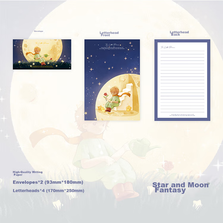 Jiamo Little Prince Envelope And Letter Set, Romantic Love Letter Stationery, Artistic High-End Feel, Birthday Gift for Boyfriend Girlfriend Teacher Classmate, 4 Styles Available, Mother's Day Gift 23