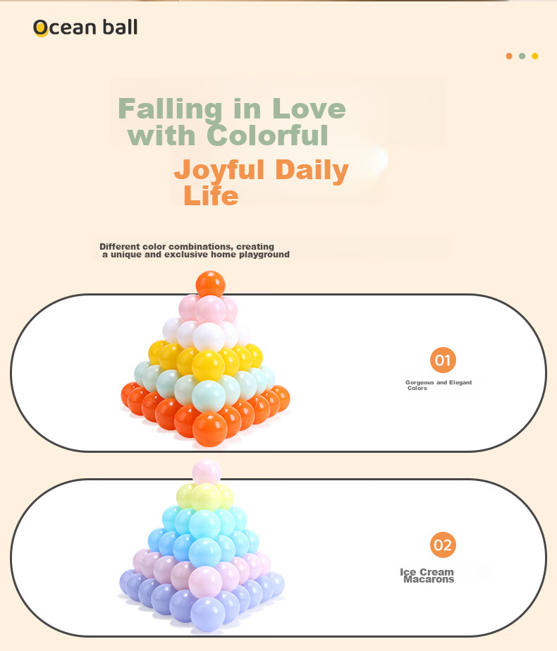 DEERC Colorful Ball Pool, Indoor Macaron-Colored Ocean Balls, Small Colorful Balls, Children's Toy Balls, Birthday Gift 17