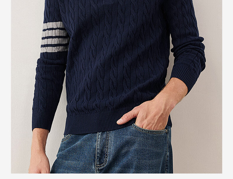 Navikail Italian Small Sailboat Antibacterial Warm Knit Sweater Men's Half-Zip Collar 1344044503 Gray XL/52 14