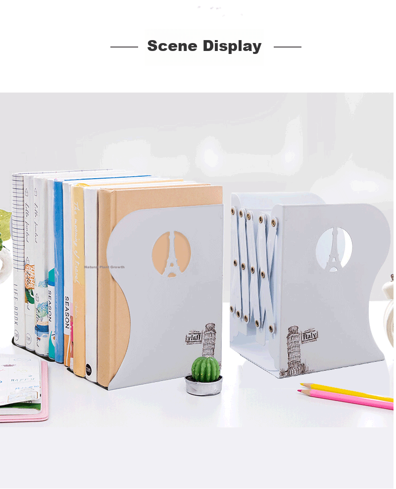 Kelangxinsheng Creative Extendable Bookshelf, High School Student Desktop Simple Storage Stationery Organizer Bookend, Foldable Book Clip Book Holder, Starry Journey Extendable Bookshelf - Black 7
