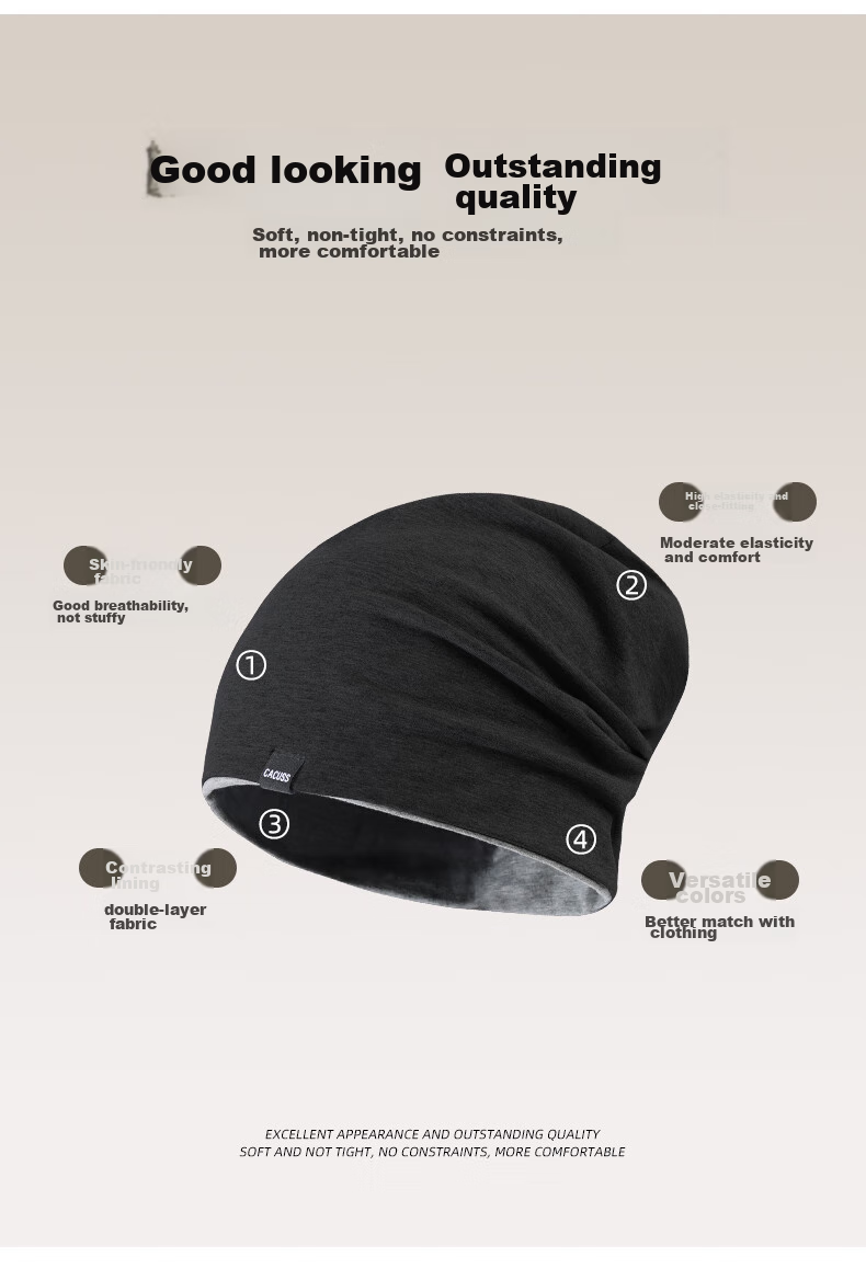 CACUSS Hat for Men And Women, Spring And Summer Thin Cotton Balaclava, Warm Maternity Cap, Air Conditioning Hat, Black Large Size 7
