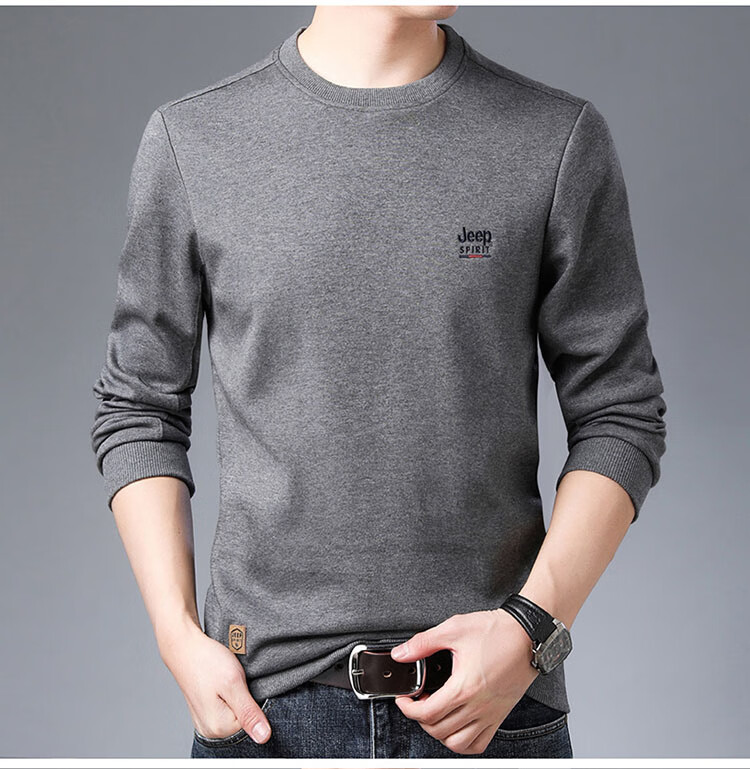 JEEP SPIRIT Men's Sweatshirt, Autumn And Winter Long-Sleeve T-Shirt, Men's Casual Outerwear, Black, Size M 10