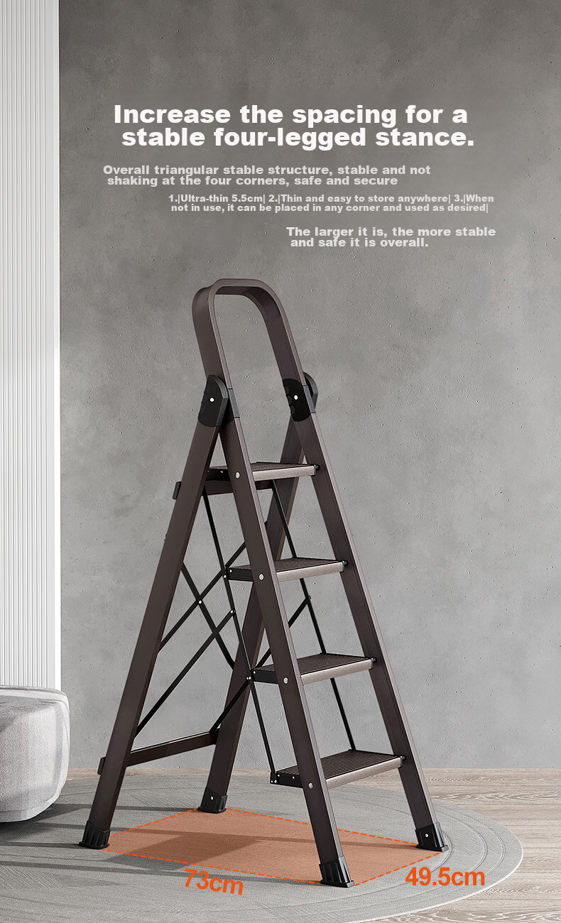 AOPENG Folding Ladder for Home Use, Four-Step Thickened Aluminum Alloy Indoor And Outdoor Climbing Ladder, A-Frame Ladder for Engineering Projects 8