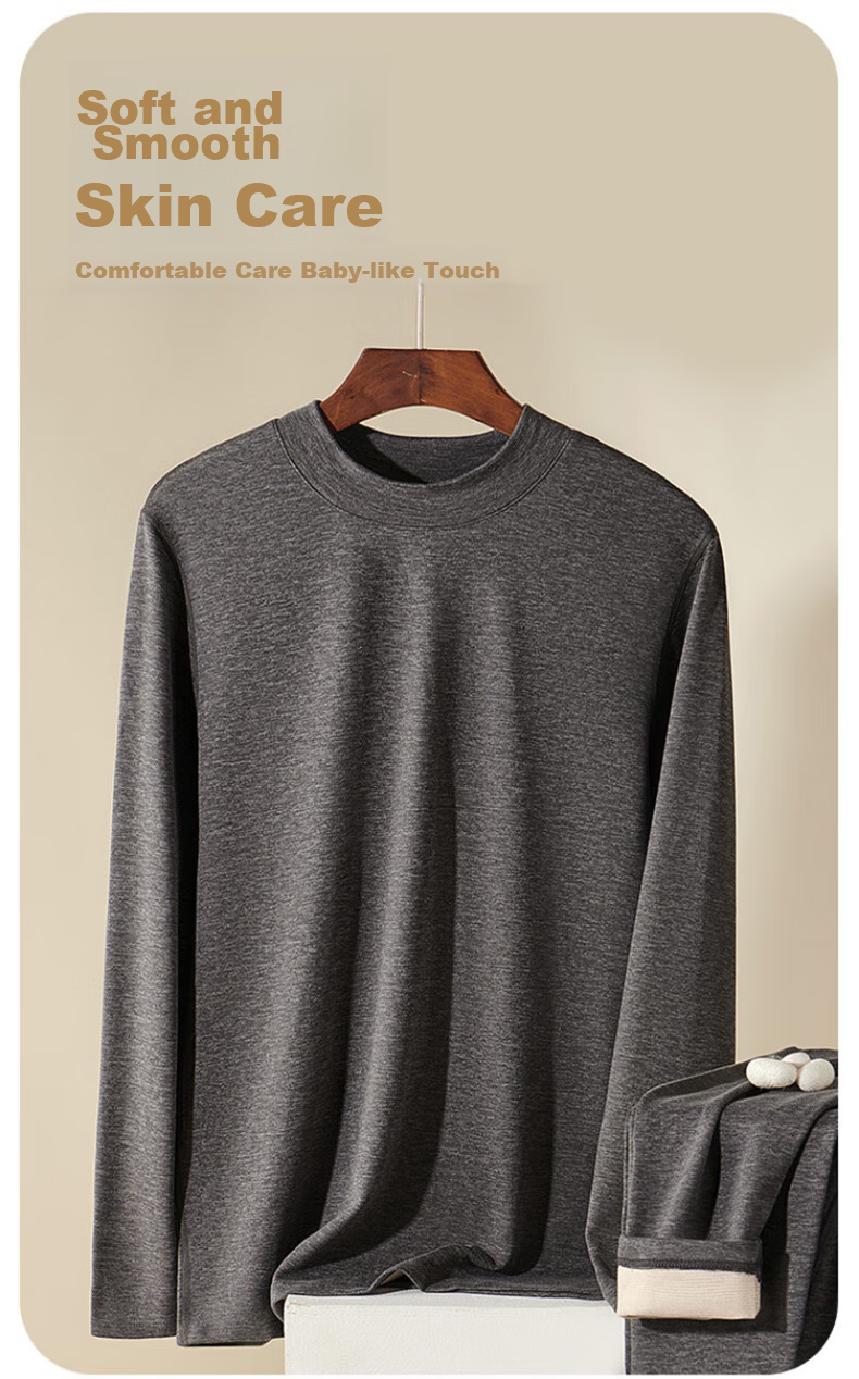 LangSha Men's Wool And Silk Blend Sweater [2026 Autumn/Winter New Arrival], Base Layer, Warm Top, 7A Antibacterial, Fleece-Lined, Heat-Generating 6