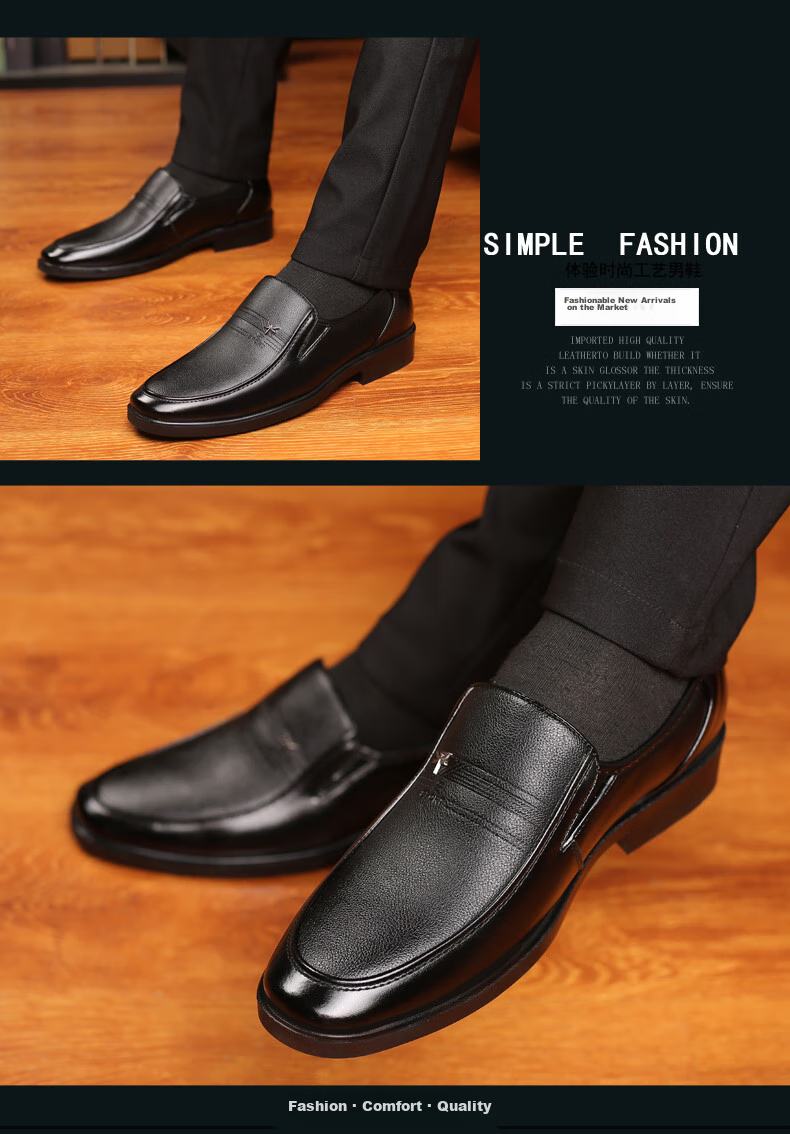 CARTELO Men's Leather Shoes, Business Casual Shoes for Spring, Comfortable Dad Shoes with Soft Soles, Driving Shoes for Men, 1202 Black, Size 38 14