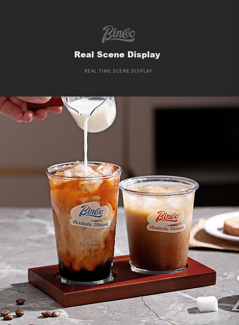 Bincoo Glass Coffee Cup, Iced Americano Cup, Dirty Ice Latte Cup, Cold Drink Summer Ins Transparent Cup, Can Be Placed in Dishwasher 13