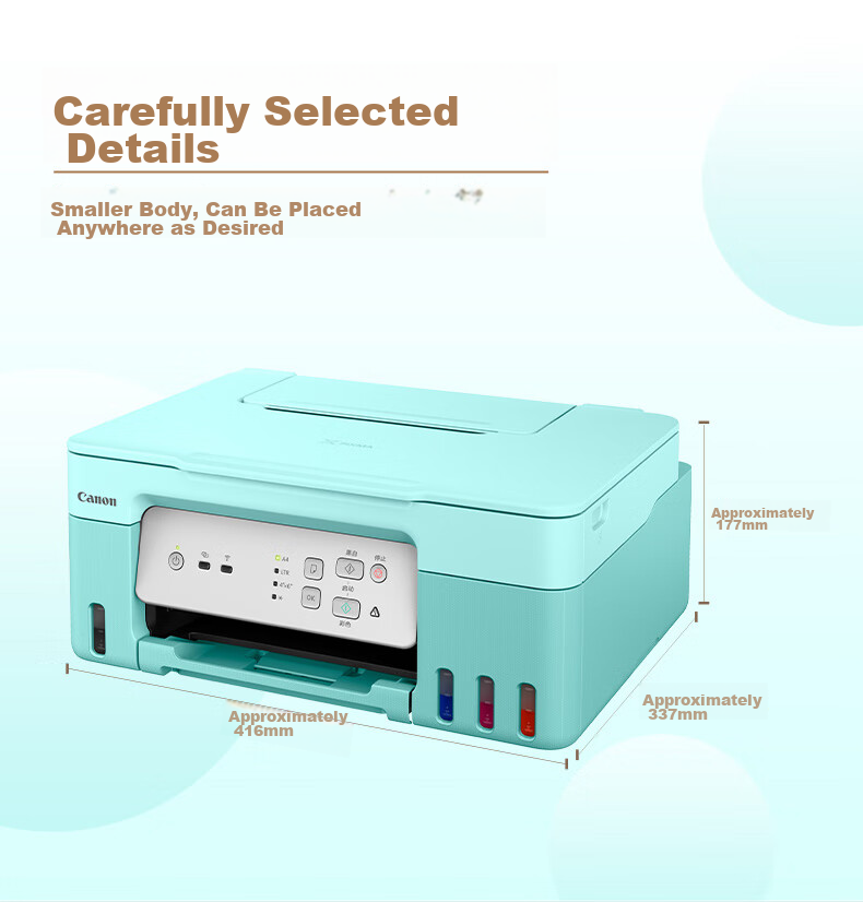 Canon G3831 Large Capacity Refillable Color All-In Wireless Printer (Print/copy/scan/Bi-Directional WiFi with 5G WeChat Remote Access for Students/Home Use) 9